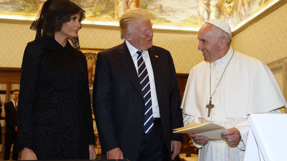 川普與妻子梅蘭妮雅曾到教廷見教宗。（翻攝X@WhiteHouse）