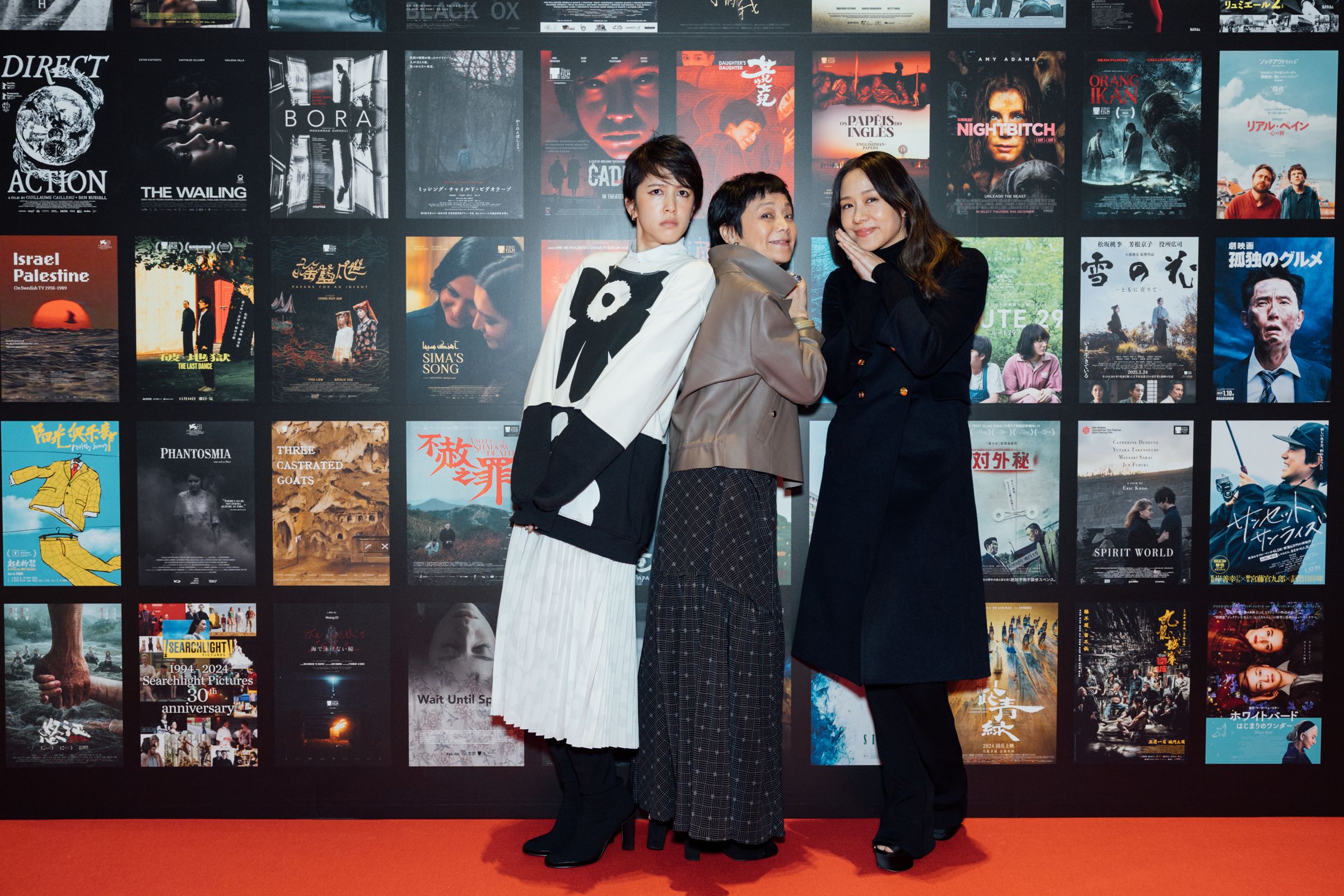 劉奕兒(左起)、張艾嘉、林嘉欣出席《女兒的女兒》在東京影展的亞洲首映。(東昊提供)