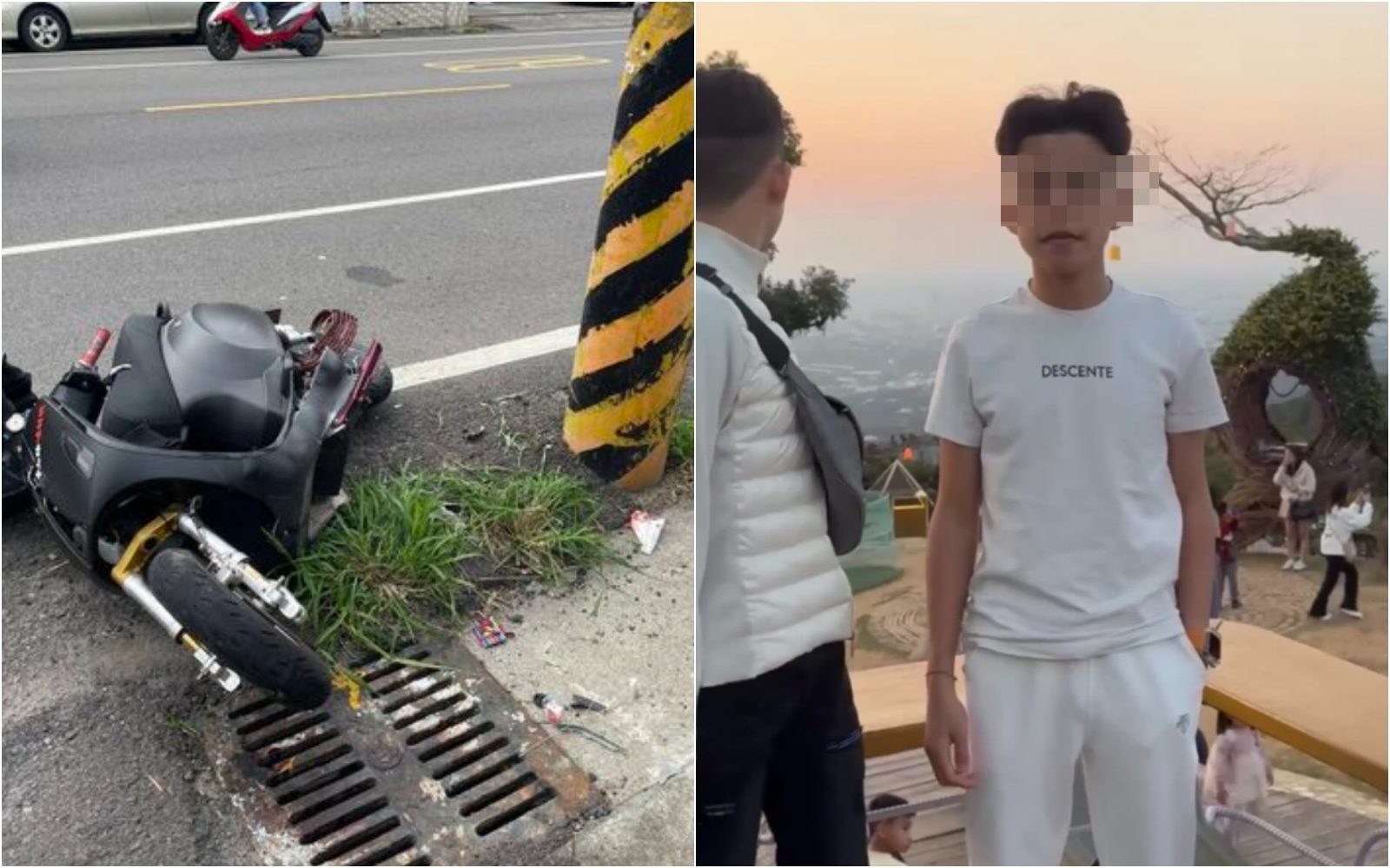 17歲張姓高中生日前騎微型電動二輪車疑似閃避迴轉機車而自撞電線桿，送醫不治身亡。（翻攝畫面）