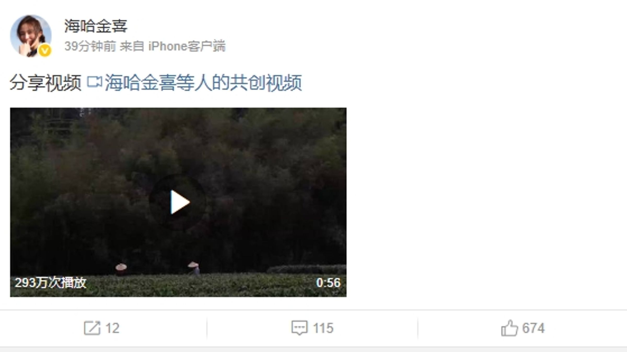 李亞鵬與海哈金喜今(14日)稍早於微博發布一段影片,宣布已離婚的消息。(翻攝自微博@海哈金喜)