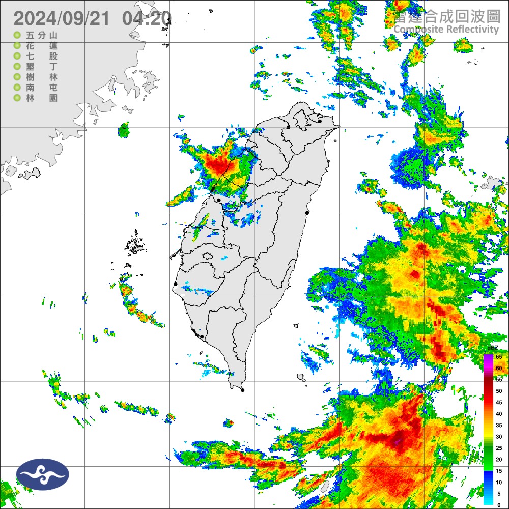 今（21）日苗栗縣有局部豪雨或大雨發生的機率，台中地區有局部大雨發生的機率。（翻攝Facebook@報天氣 - 中央氣象署）