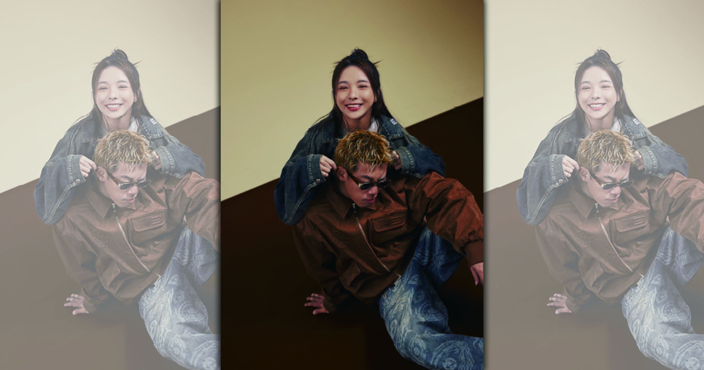 健志與化妝師老婆Mia近日一起上節目錄影。(快電商提供)