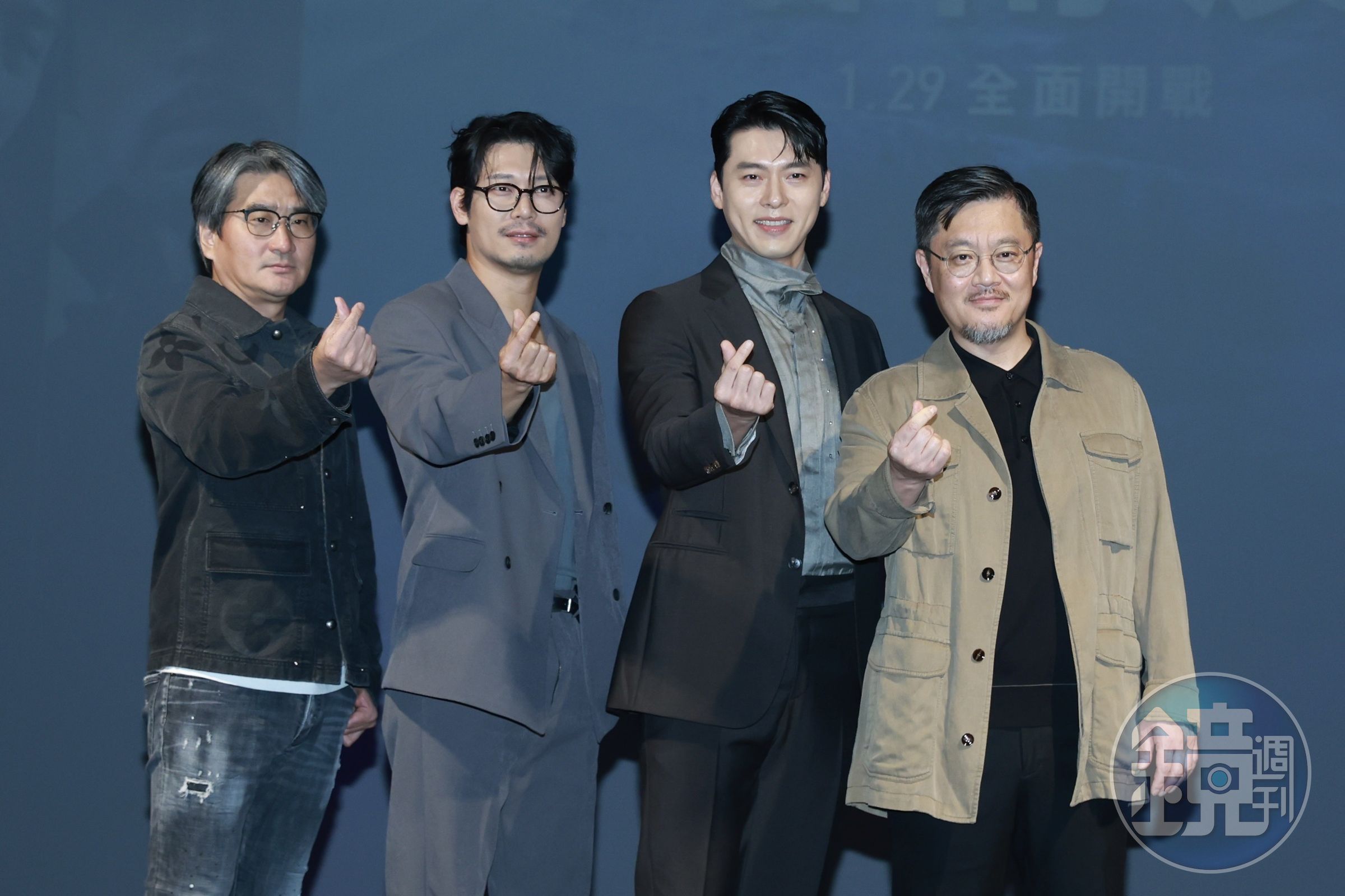 電影《哈爾濱》記者會由製作人金元國（左起）、朴勳、玄彬與導演禹民鎬出席。