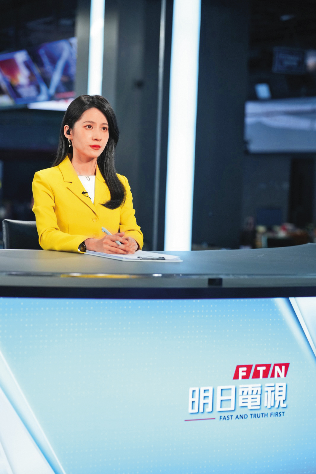 連俞涵在《零日攻擊》扮演明日電視台的新聞主播。(牽猴子提供)