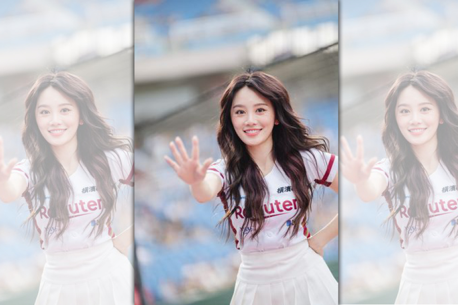 樂天女孩若潼加入領航猿啦啦隊。（樂天桃猿提供）