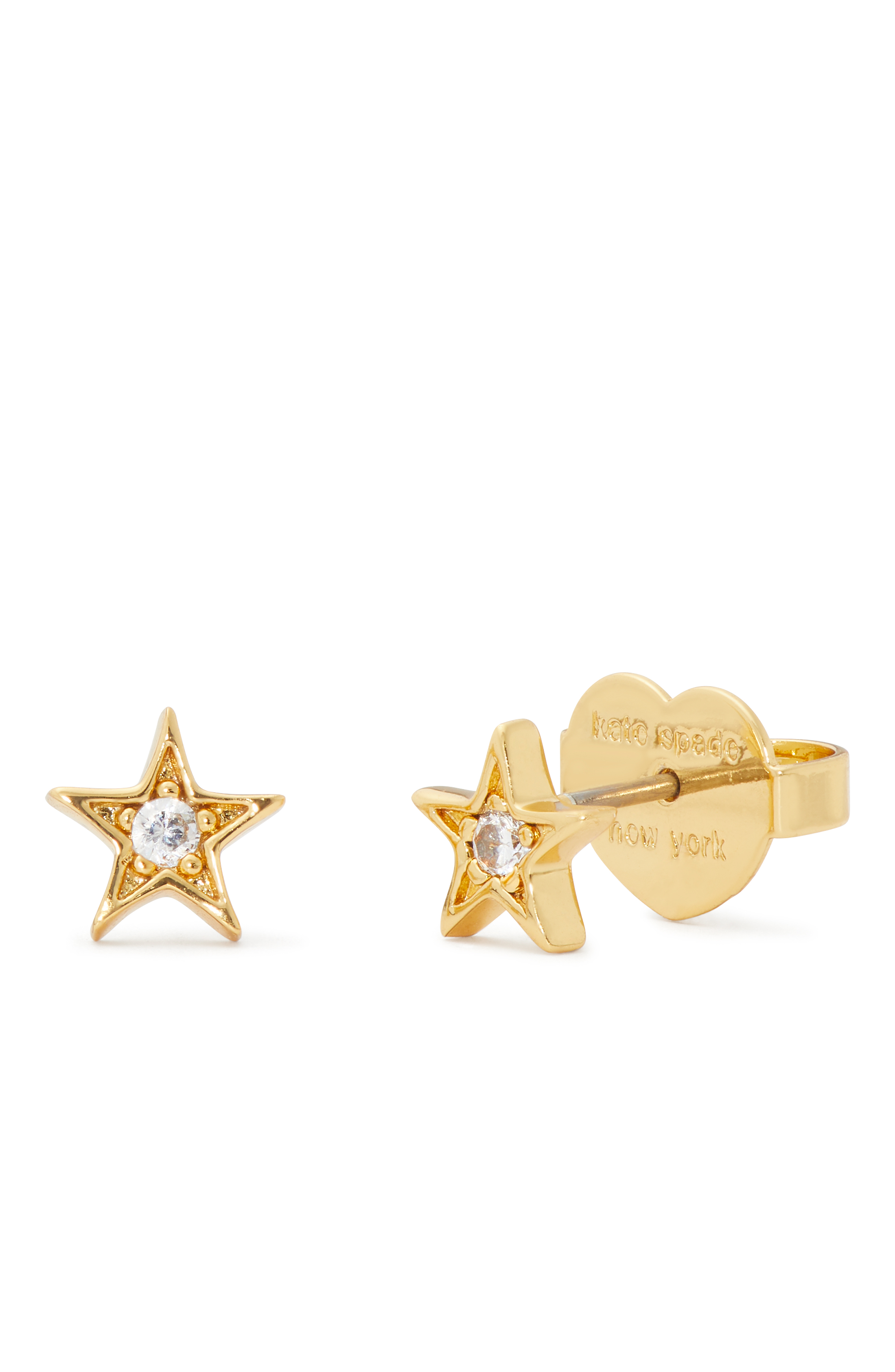 Set In Stone密鑲金色星星耳釘。NT$2,500（kate spade new york提供）
