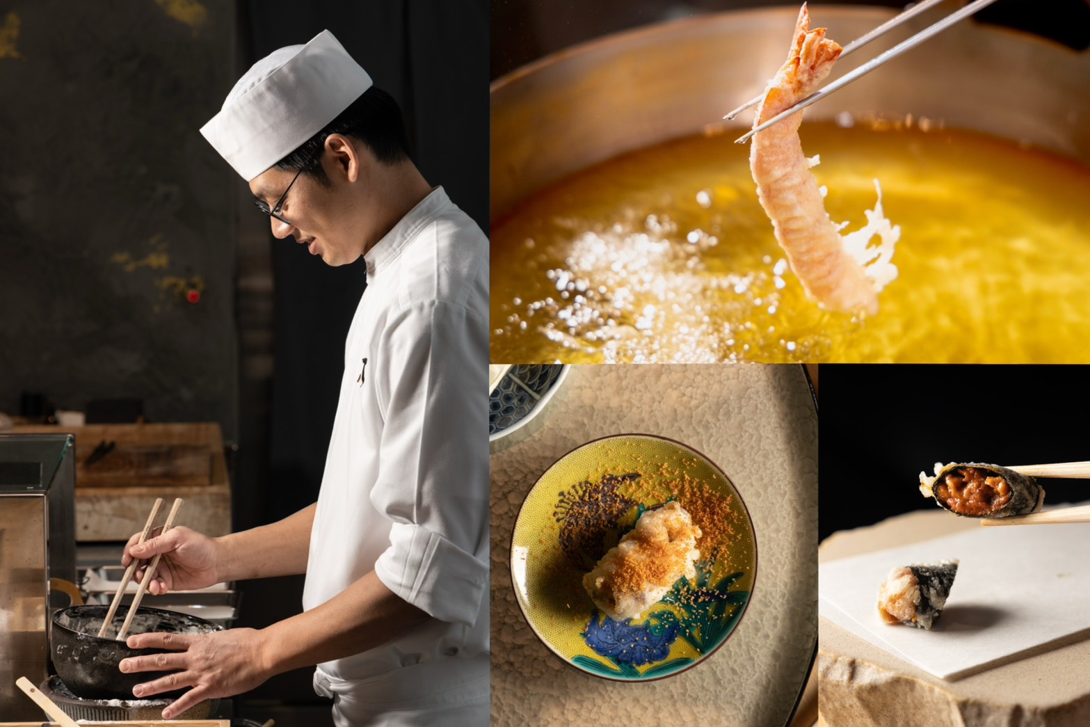 「龍富天婦羅」是台中第一間全預約制的板前天婦羅，以台灣在地食材為饕客炸出各種驚喜。