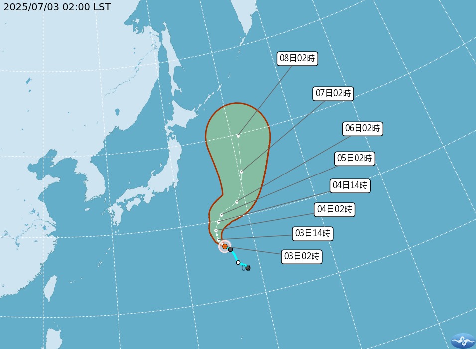 今年第3號颱風「木恩」生成，對台灣沒影響。（翻攝自中央氣象署）