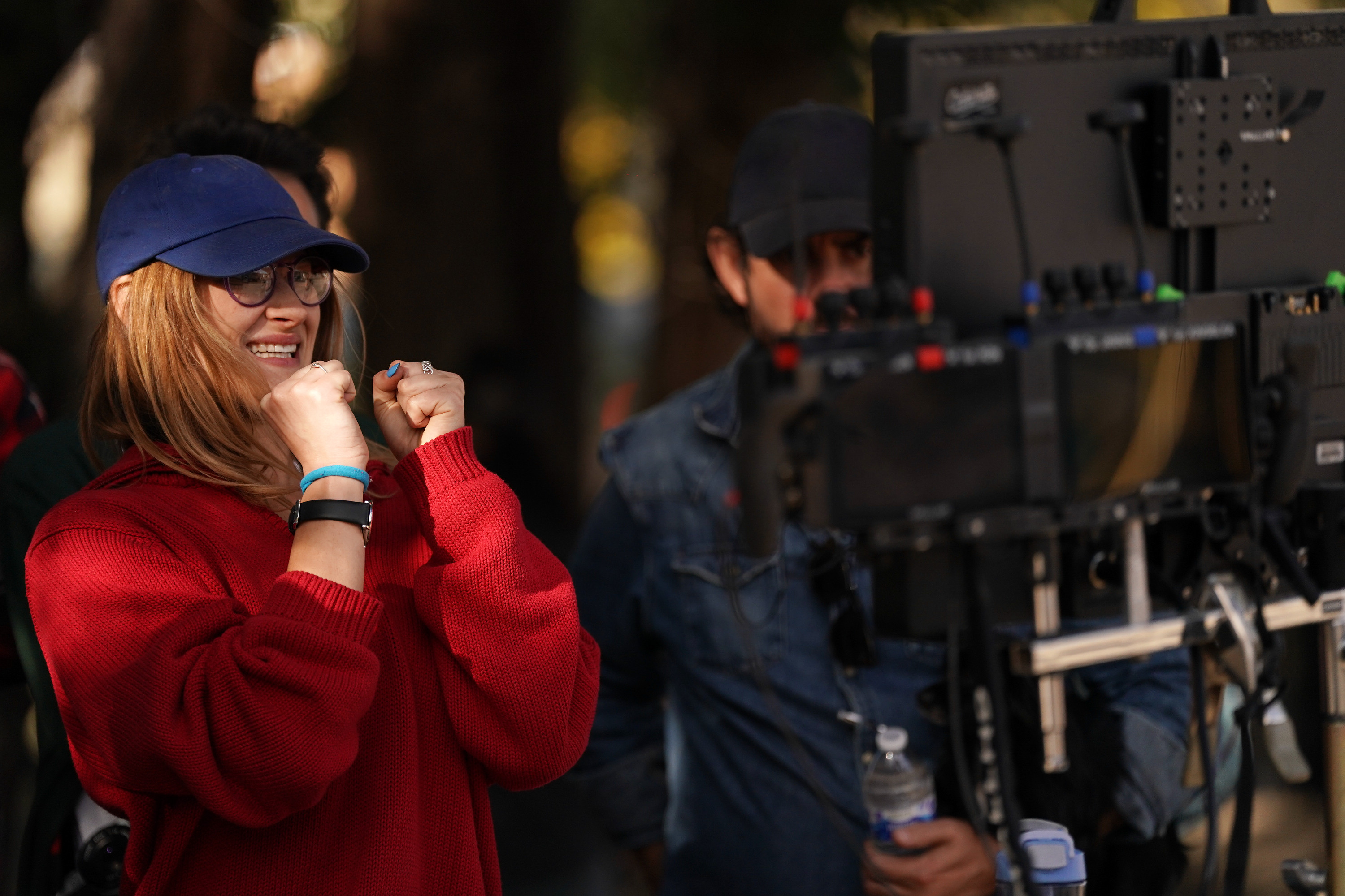 在電影拍攝現場的戴絲瑞艾琳史匹柏。（Shane Sigler攝）