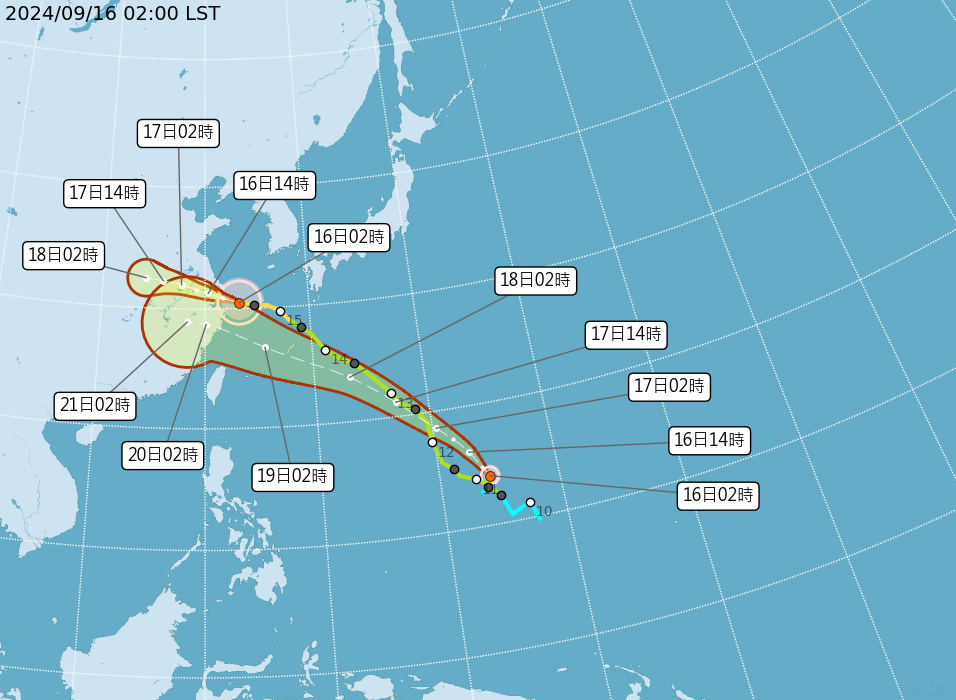 輕颱葡萄桑昨成形，將為台灣帶來降雨。（中央氣象署提供）