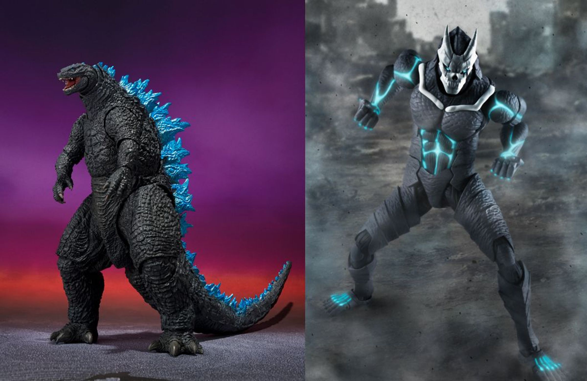 S.H.MonsterArts的哥吉拉與S.H.Figuarts的怪獸8號。(台灣萬代南夢宮提供)