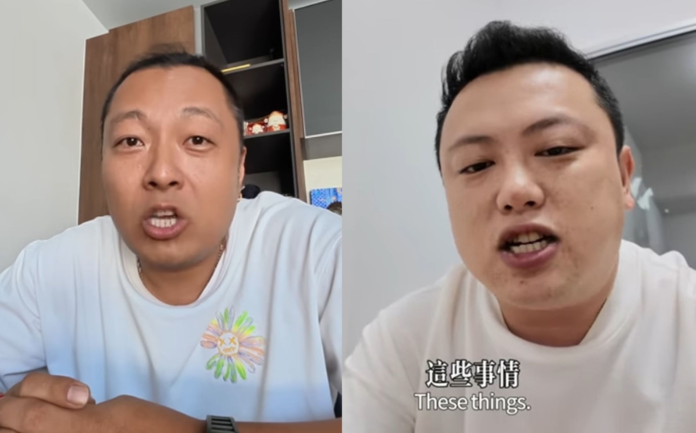 中國網紅Sean與陳老師拆夥後,互相在網上揭露對方睡粉、造假的醜聞。(翻攝YT頻道/Sean的世界 TV、你好我是陳老師)