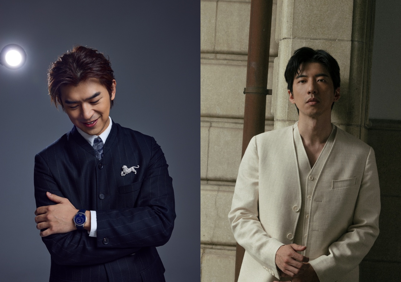 （左起）陳柏霖與傅孟柏再走上紅毯前已經先拍好帥氣定裝照片。（合成照片）