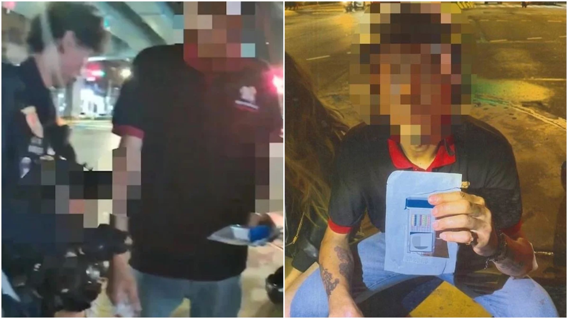 警方對陳男實施毒品唾液快篩,發現呈現「喪屍菸彈」依托咪酯陽性反應。(翻攝畫面)