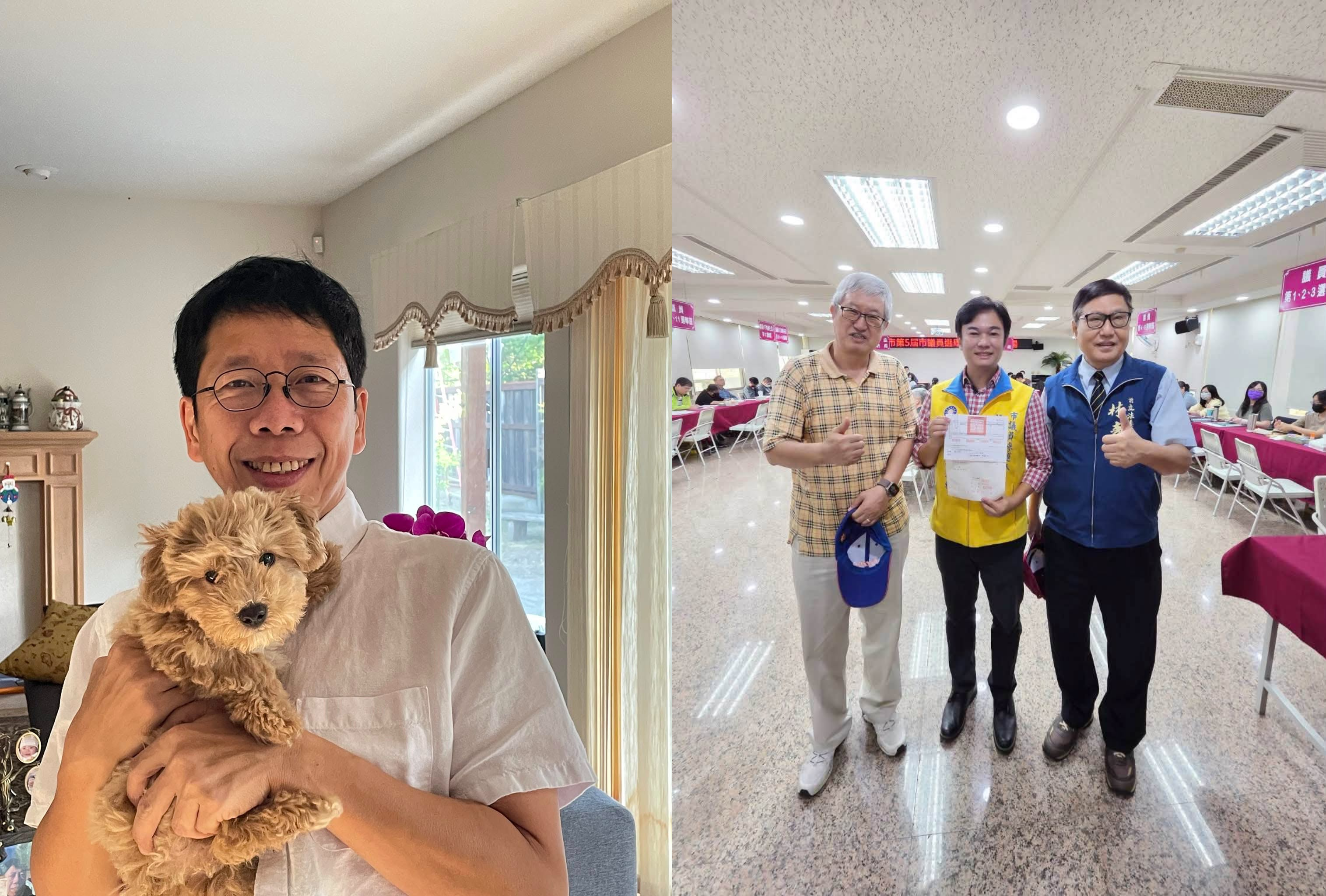 藍營高雄市議員黃紹庭(左)詐助理費改推胞妹黃鈺婷參選,與國民黨正式提名的黃裕庭(右圖中)競爭。(翻攝黃紹庭、黃鈺婷臉書)