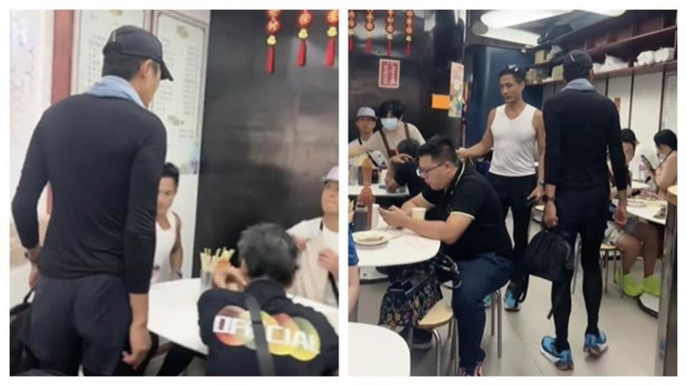周潤發跟其他客人併桌，也自己收拾桌子。（翻攝自微博）