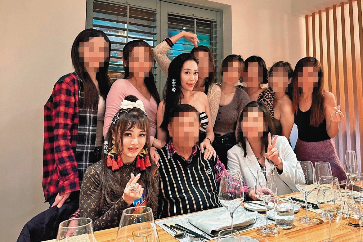 王姓富商喜歡邀友人組成美食團且大方買單，身邊常圍繞著名媛，因此衍生出李珍妮和王子苓互罵事件。（讀者提供）