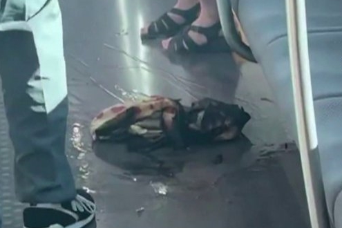 JR山手線列車日前發生一起行動電源自燃事件。（翻攝畫面）