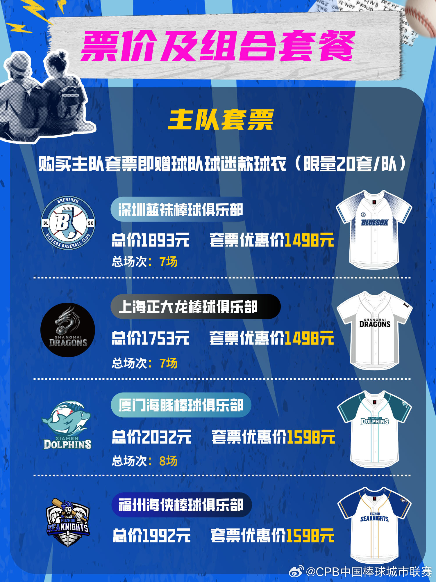 中國CPB聯賽套票將近7,000元。（翻攝中國CPB微博）