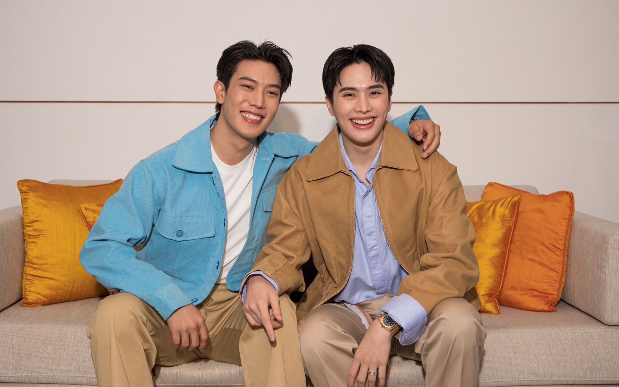 泰星Great(左)、Inn來台舉辦雙人粉絲見面會,興奮表示就算下雨也想去逛西門町。(無限娛樂提供)