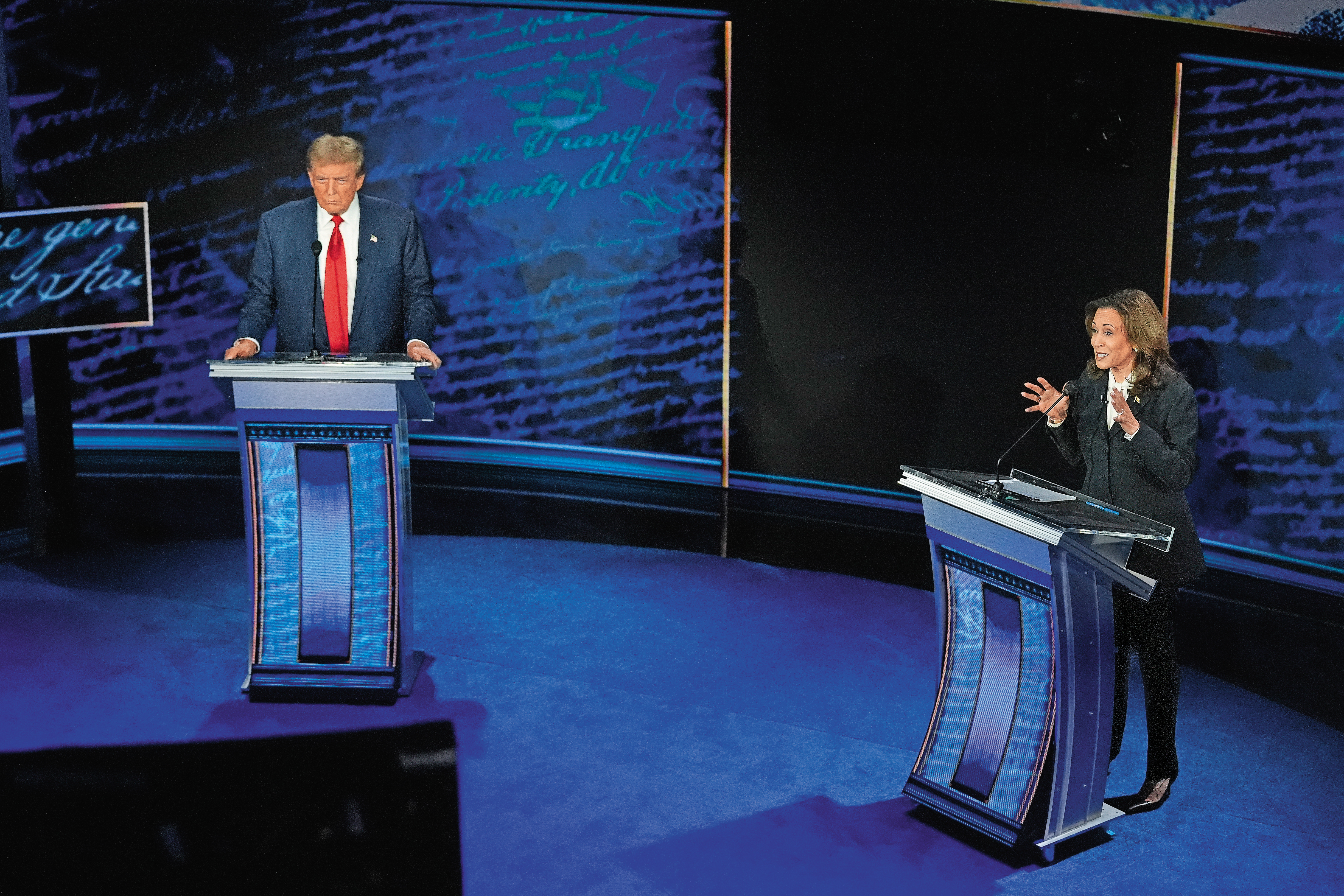 美總統大選兩黨支持度呈現拉鋸，在主要政策迥異下，選後行情成短線焦點。（達志影像）