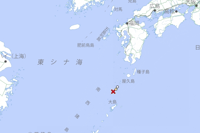 本九州地區鹿兒島縣吐噶喇列島近海近期地震頻繁。（翻攝自日本氣象廳官網）