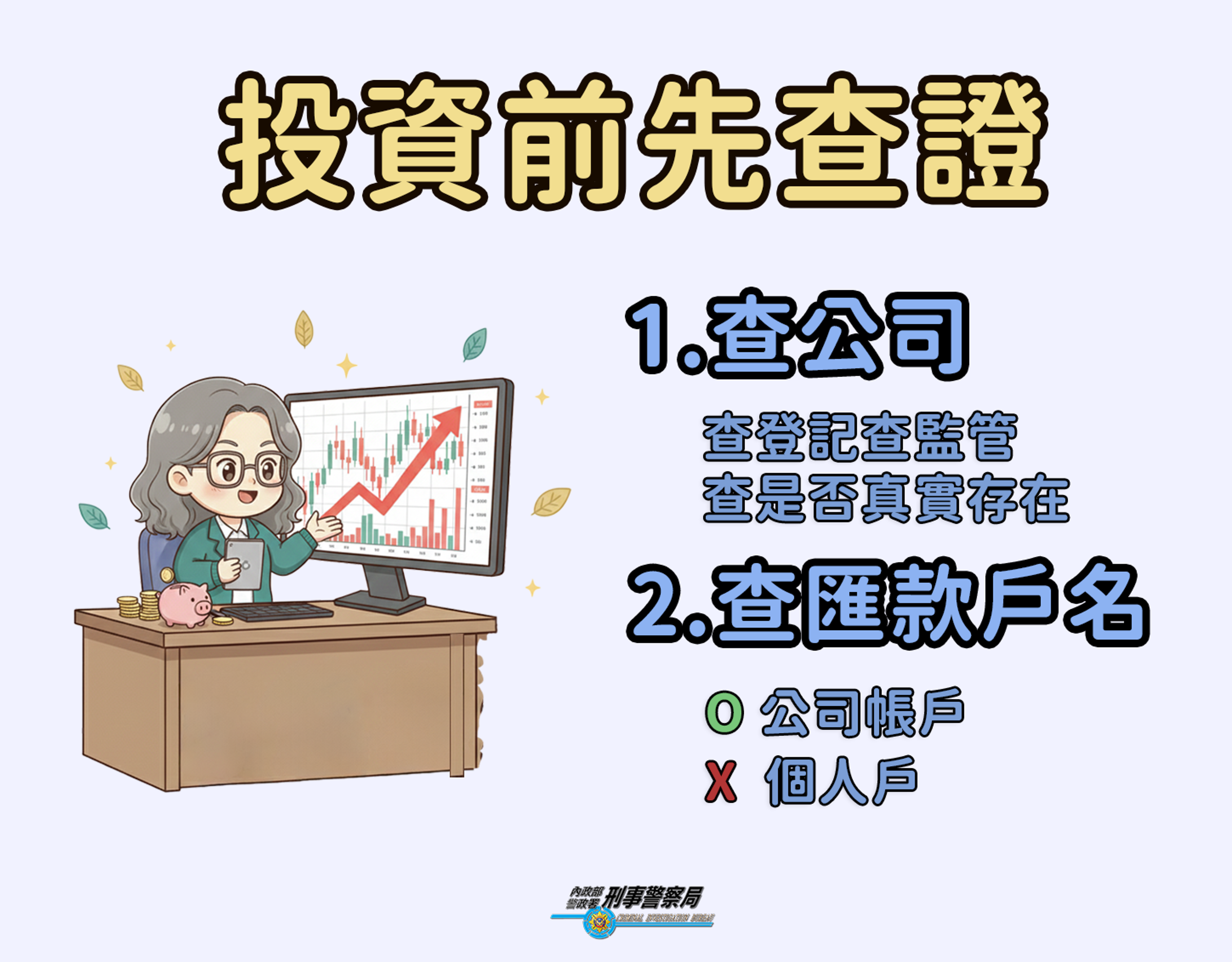 警方提醒民眾投資前應多方查證。（警方提供）