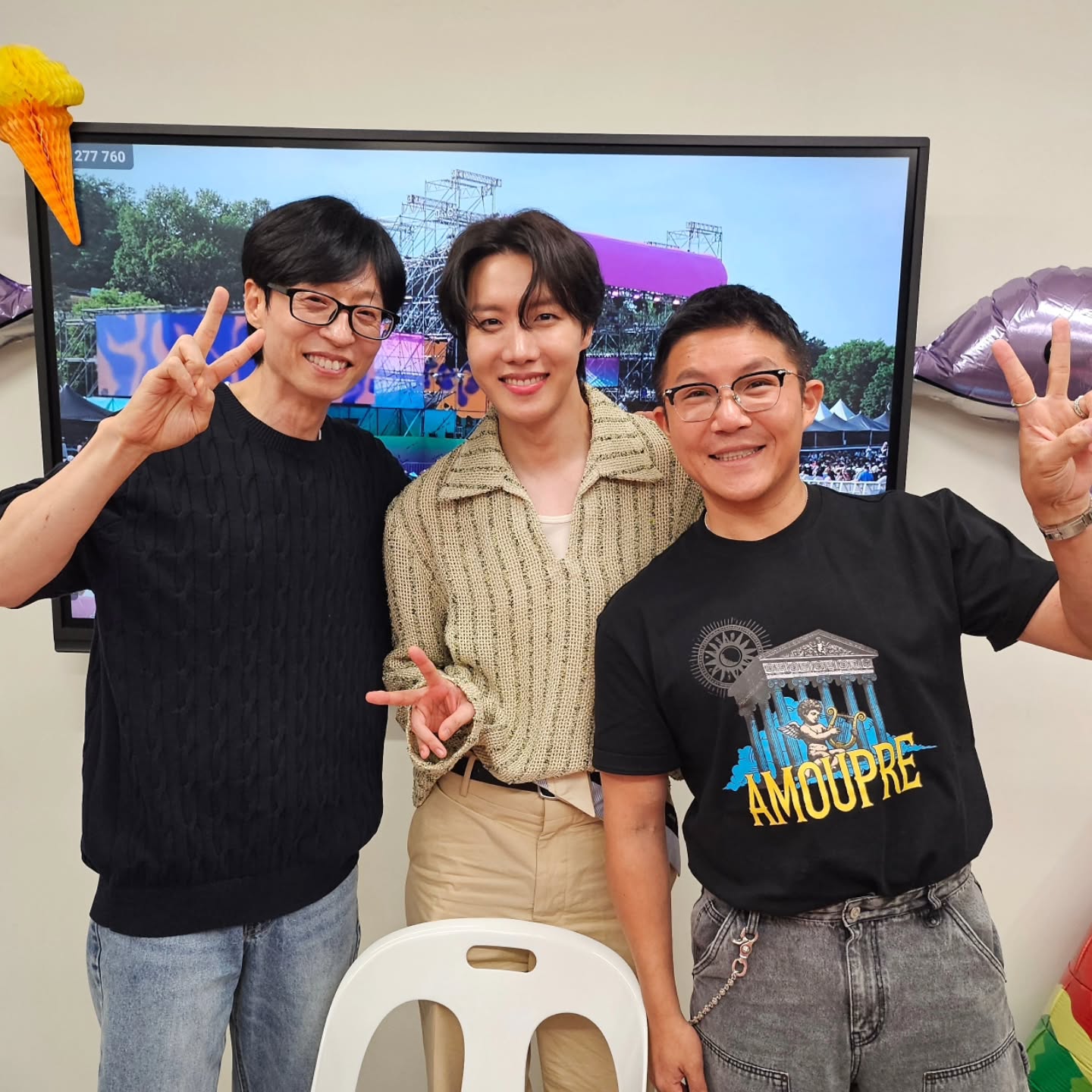 曹世鎬表示目前狀態無法勝任《劉Quiz ON THE BLOCK》的主持工作，暫時交出主持棒。中為J-HOPE。（翻攝曹世鎬IG)