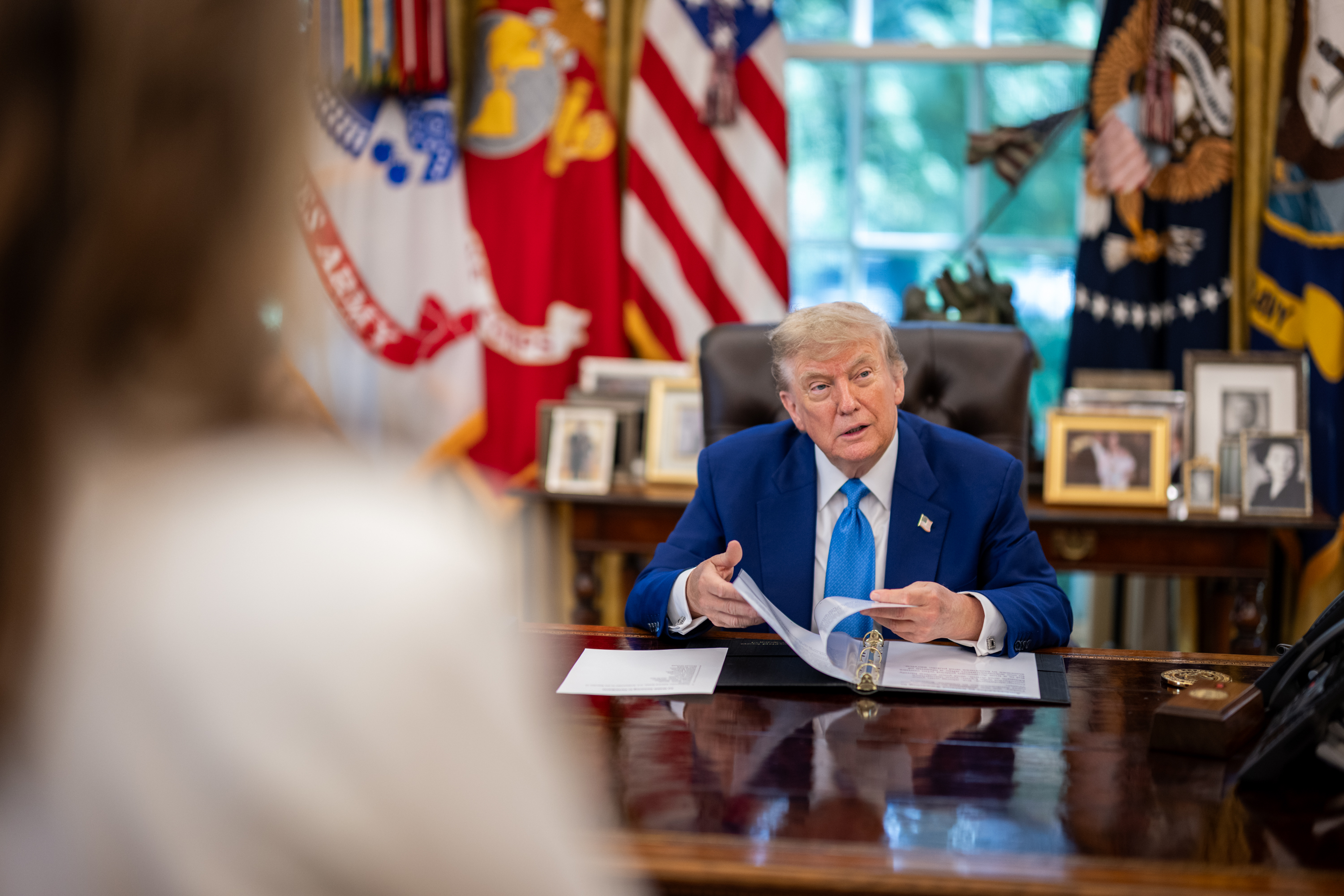 川普警告伊朗最好是選擇保持和平，否則會遭遇比過去8天更慘烈的悲劇，「記住，還有很多目標沒有實現。」（翻攝自flickr@The White House）