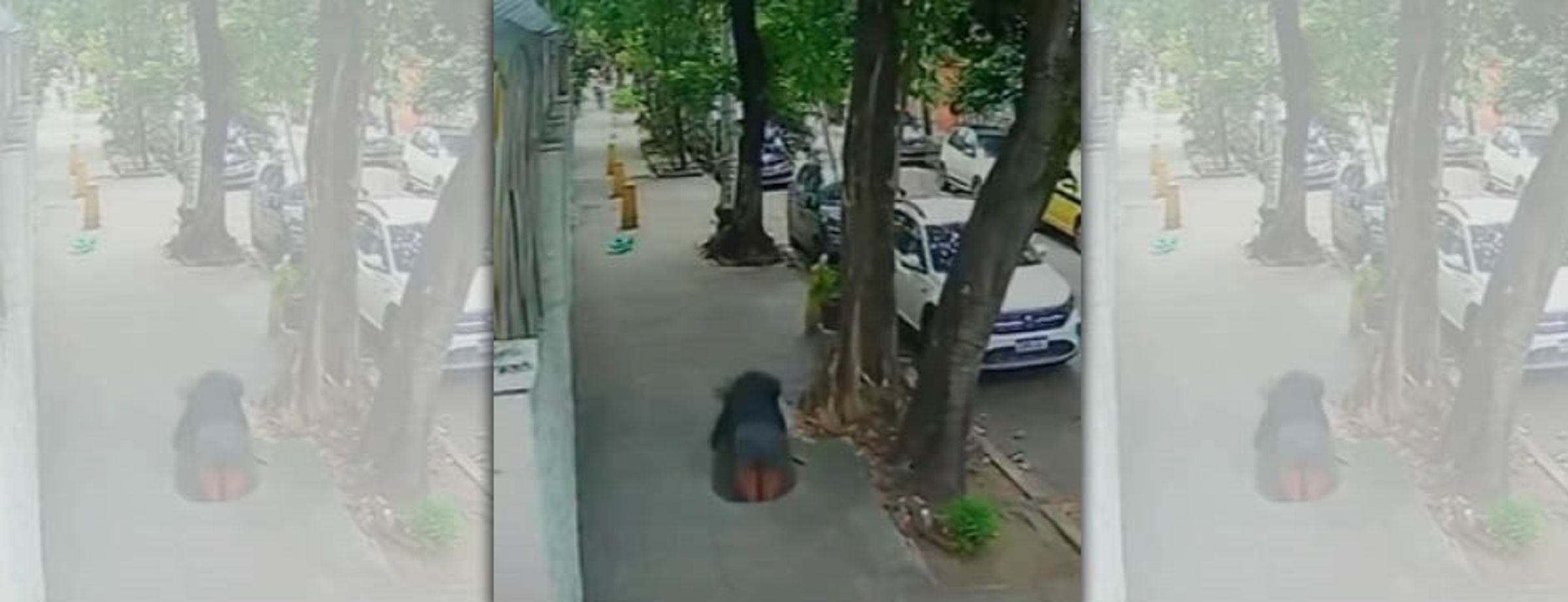 巴西一名女子走在人行道上，卻不慎摔入排水溝。（翻攝自IG@mbnoticiasve）