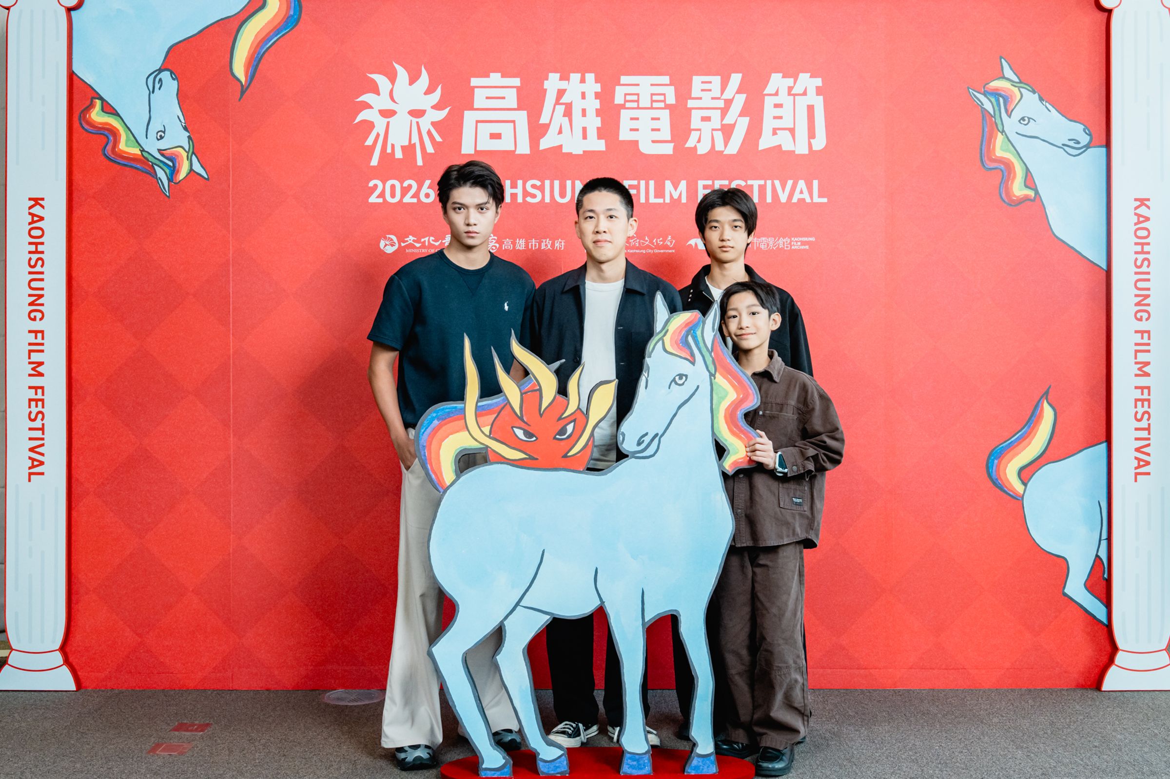 郭大睿(左1)與白潤音在《FUN》片中霸凌謝以樂,謝以樂表示自己不很懼怕他們,因為知道對方在演戲。(高雄電影節提供)