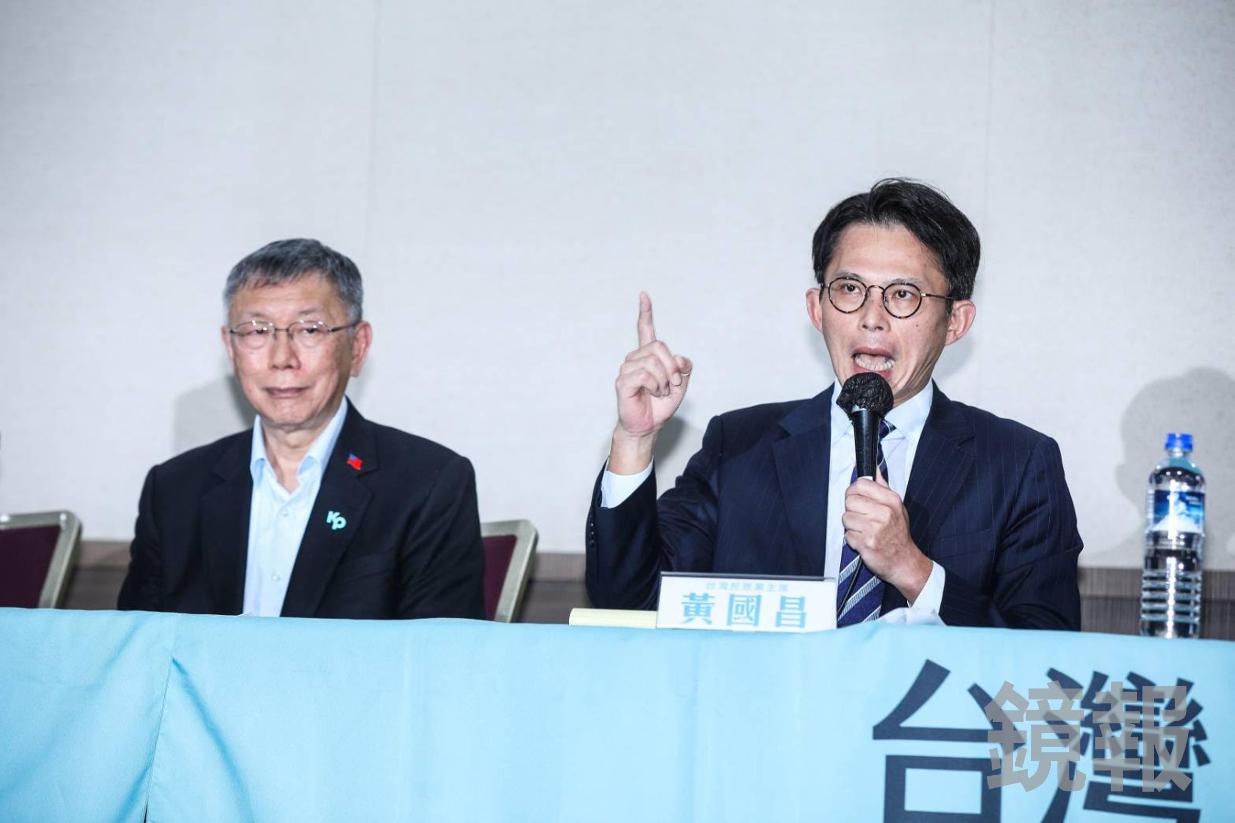黃國昌號召3/29「上凱道、討公道」。(鏡報鄒保祥攝)