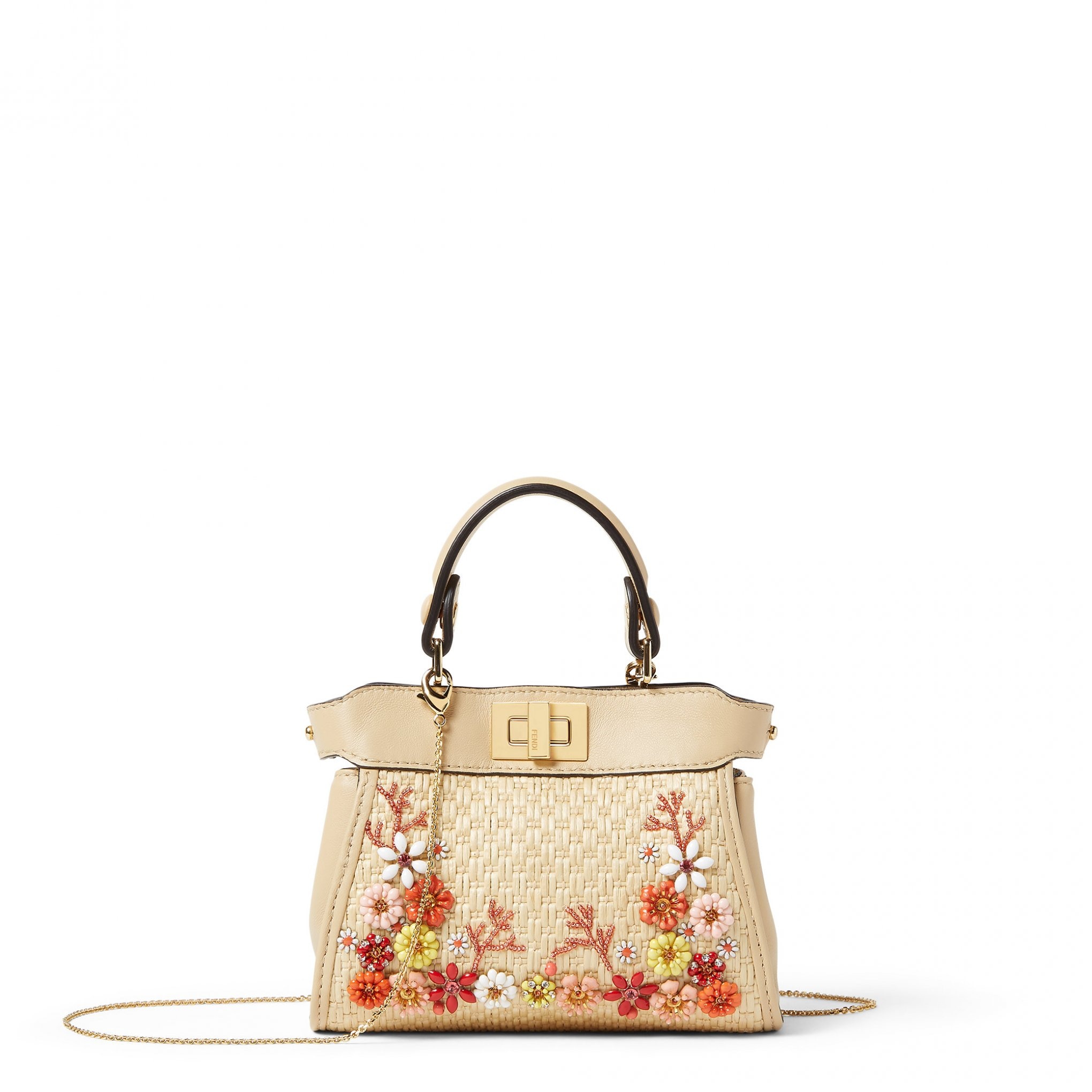 拉菲草編織刺繡造型Nano Peekaboo。NT$61,200(FENDI提供)