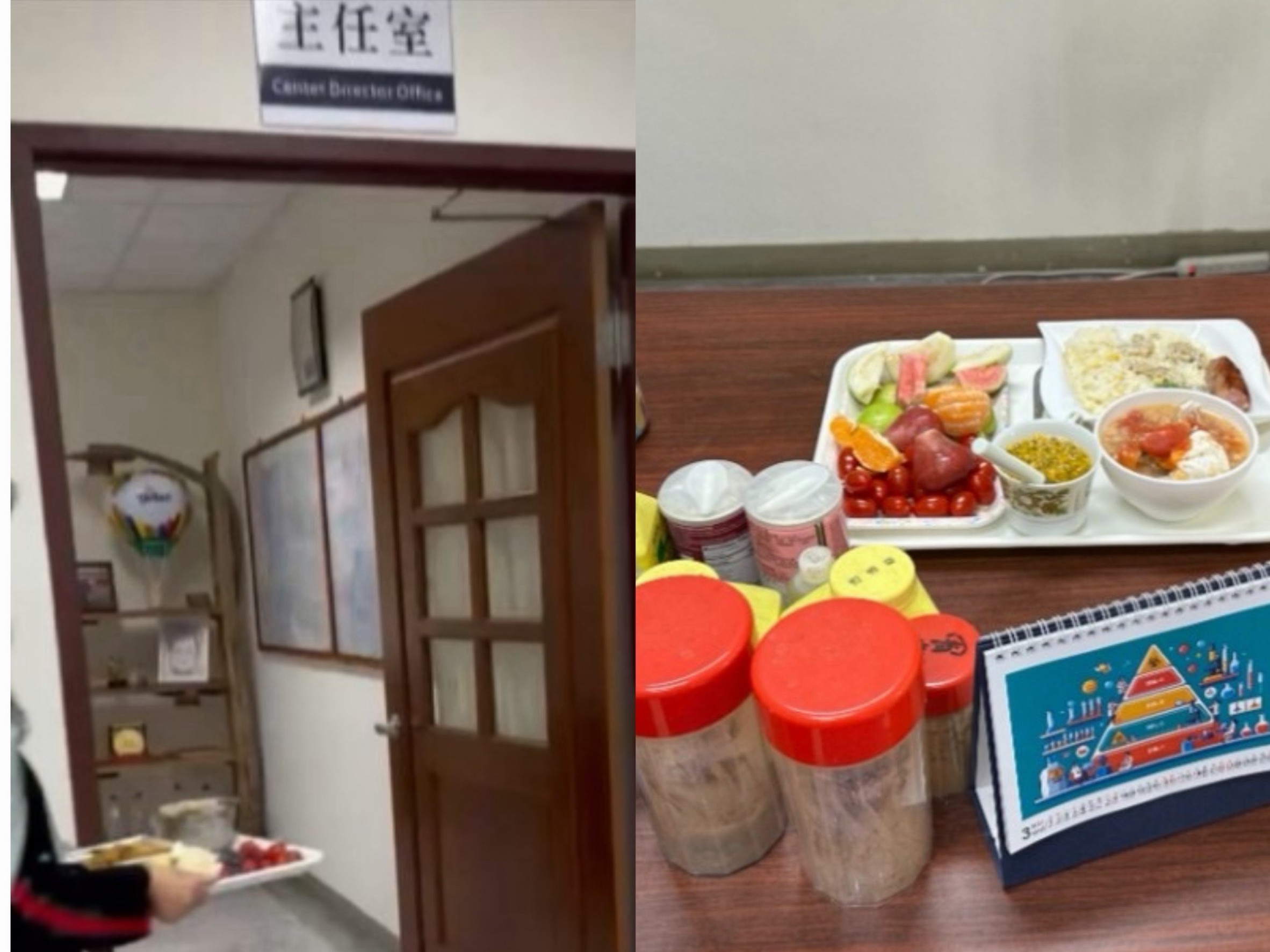 女技工每天固定11點開煮，12點不到就將餐點親送至主任辦公室，供簡享用。（讀者提供）