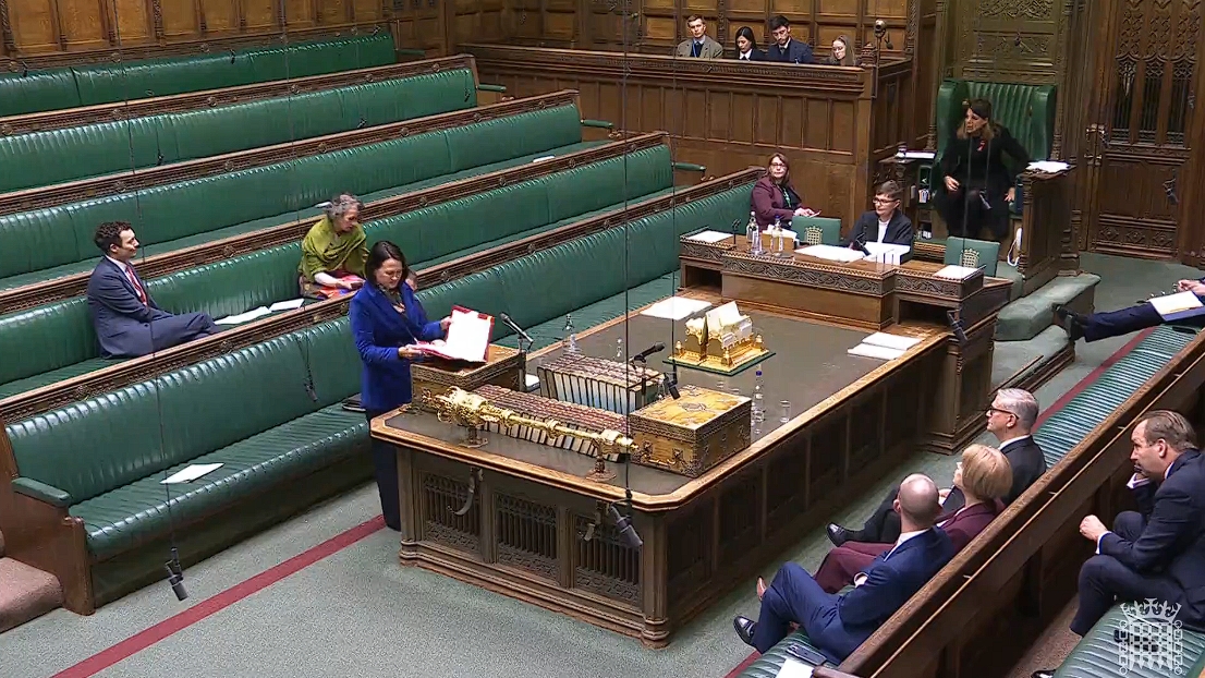 英國國會通過動議指聯合國大會第2758號決議並未涉台，總統府、外交部表示感謝。（翻攝自parliamentlive.tv）