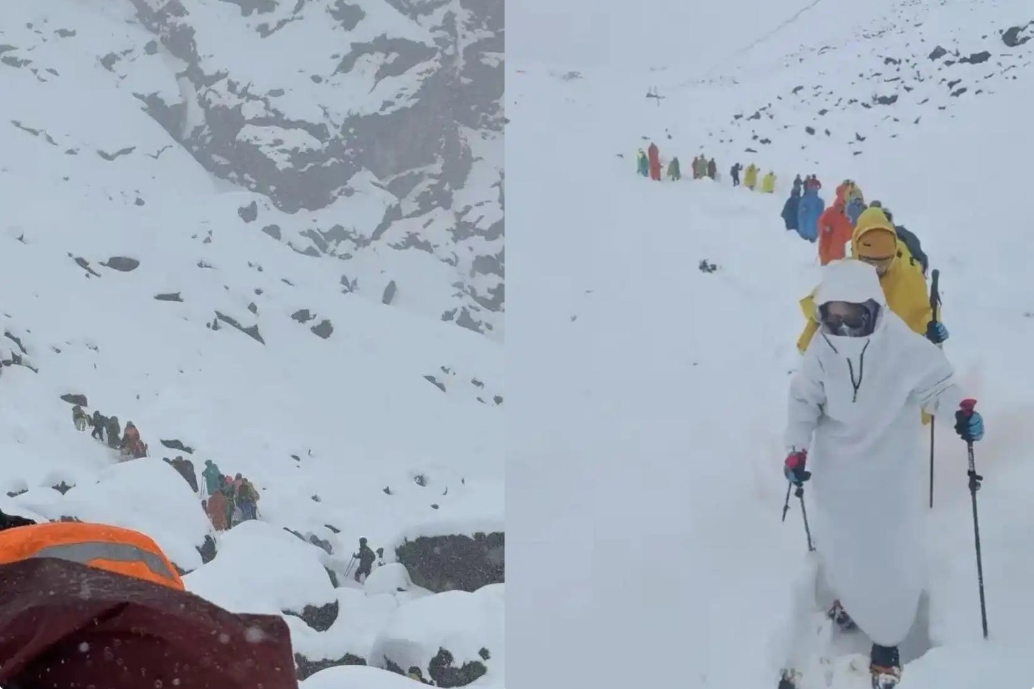 中國西藏珠穆朗瑪峰東側山區遭遇罕見暴雪與強降雨，導致上千名登山客與旅遊團受困，目前已陸續獲救。（翻攝自@Ravi4Bharat X）