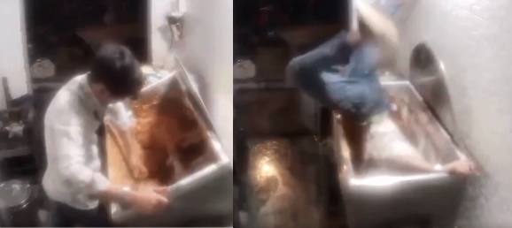 印度少年不慎被捲入攪拌機內。（翻攝自X@snehamordani）
