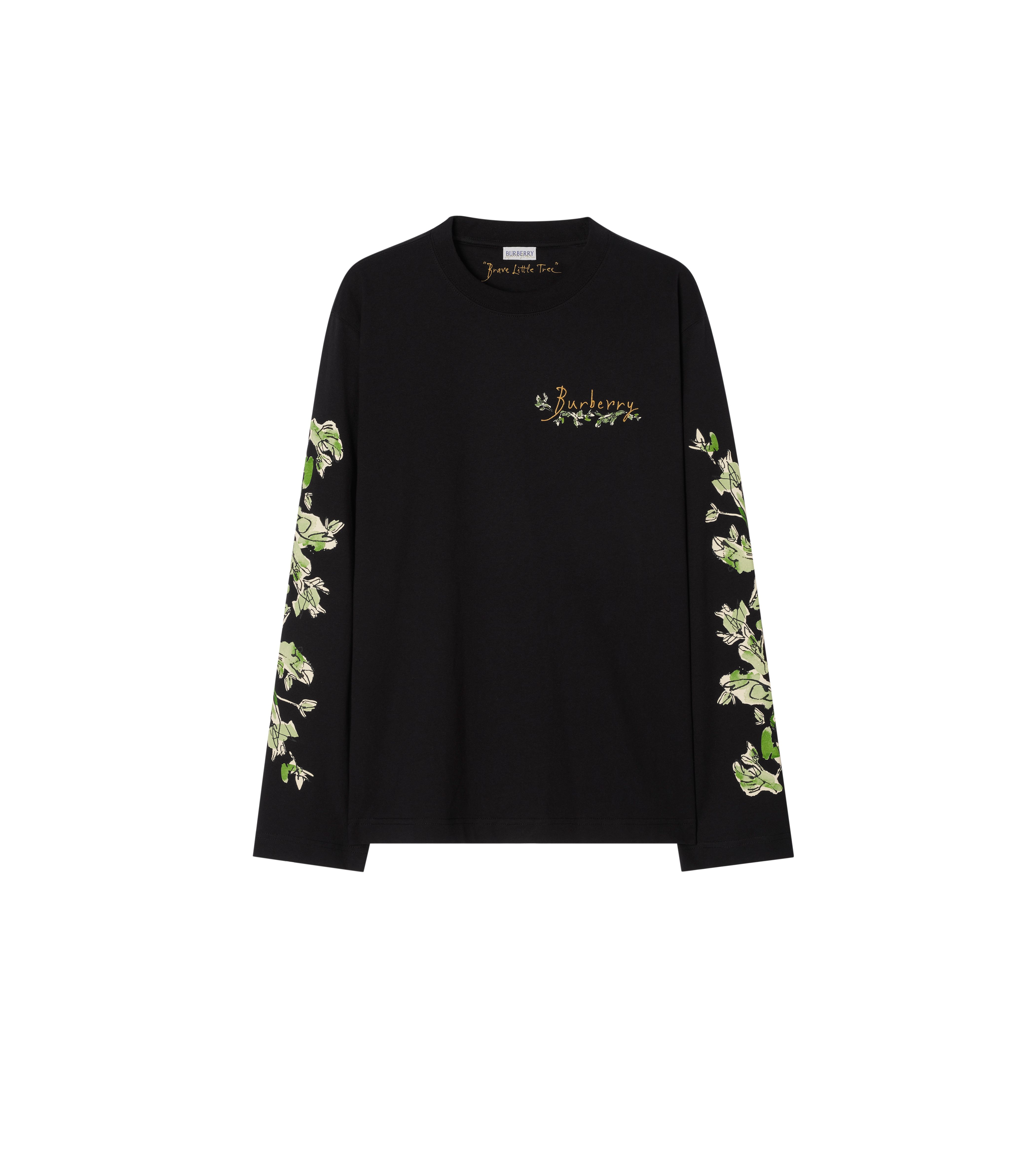 黑色堅毅之樹長袖棉質T恤。NT$23,500(BURBERRY提供)