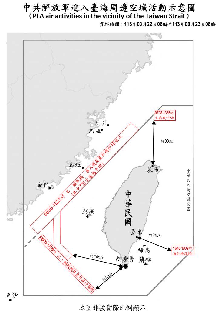 國防部說明共機在台海空域活動。（國防部提供）