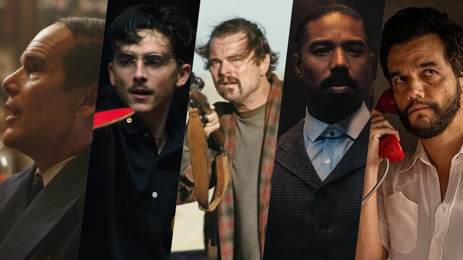 第98屆奧斯卡最佳男主角鹿死誰手？左起伊森霍克、提摩西夏勒梅、李奧納多狄卡皮歐、麥可B喬丹、華格納穆拉。（翻攝自IMDB）