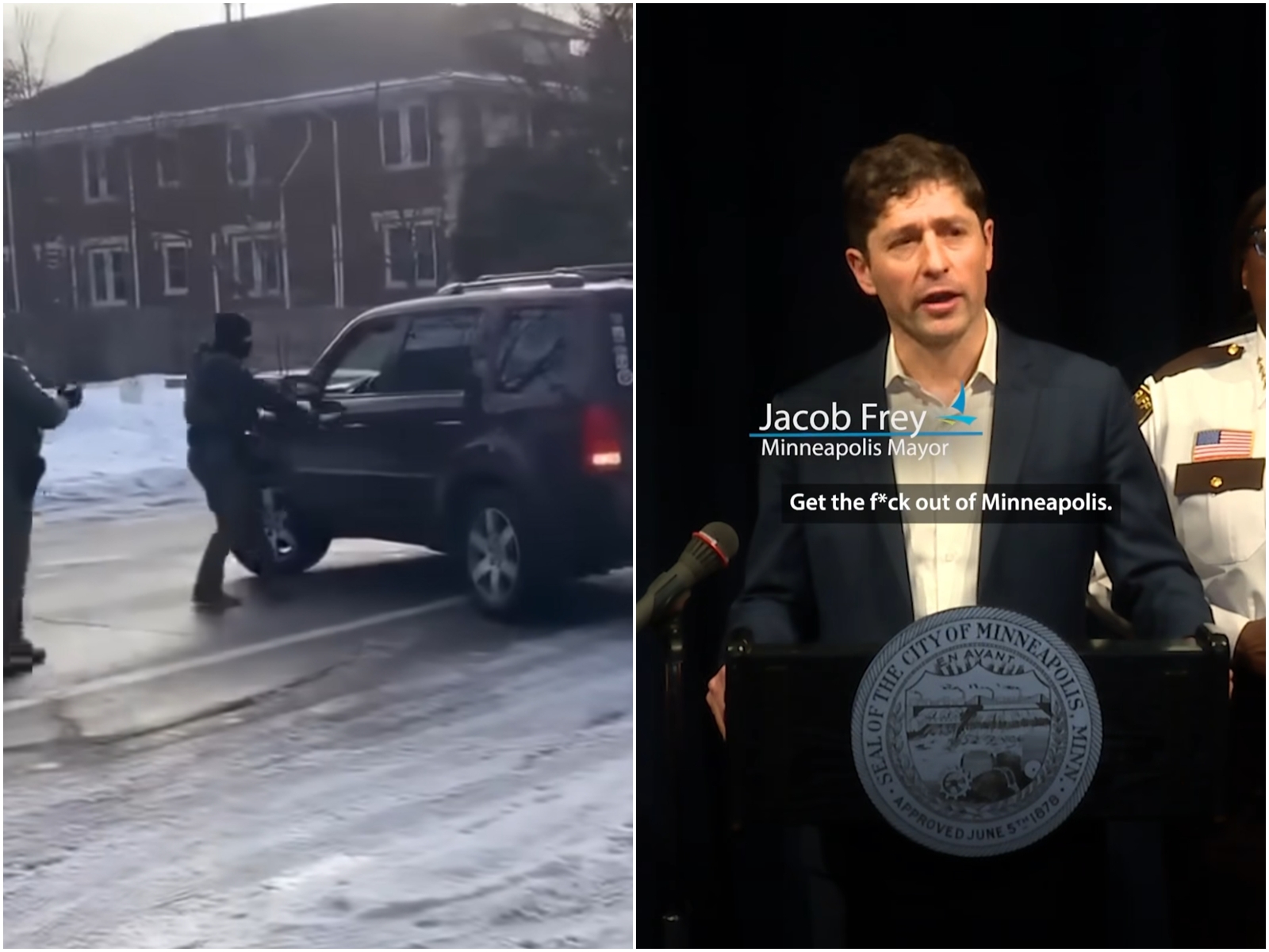 ICE在明尼阿波利斯開槍擊斃一名37歲白人女駕駛，市長怒轟「他X的給我滾出去」。（翻攝臉書）