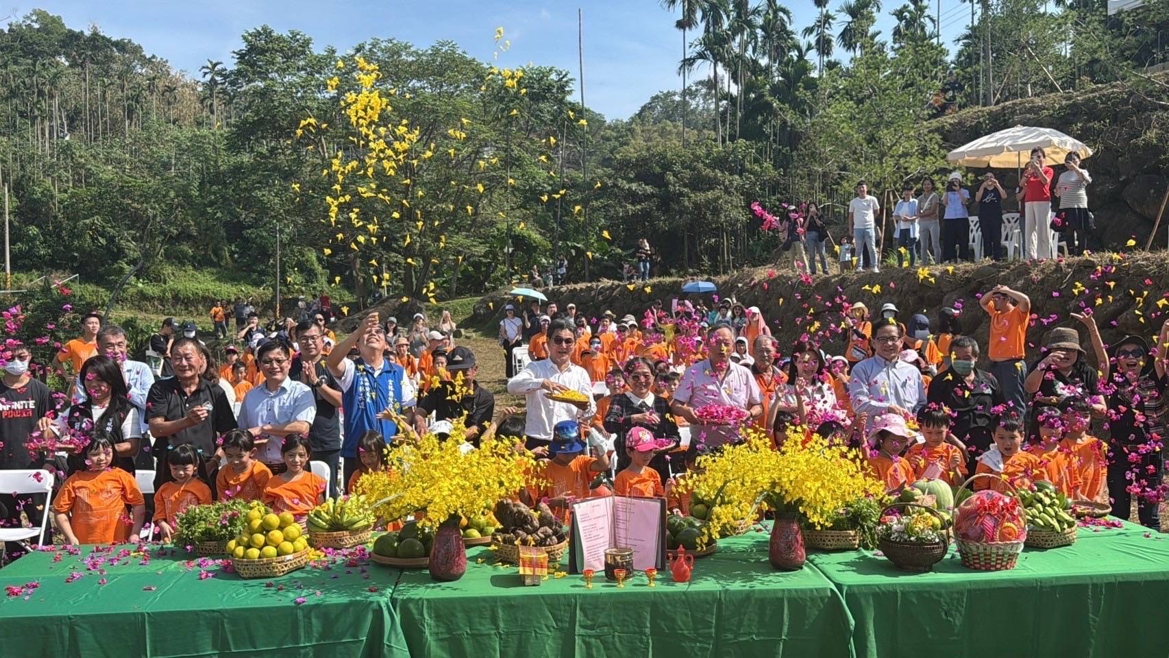 雲林縣古坑鄉華南社區今舉辦「謝天祭」。（華南社區提供）
