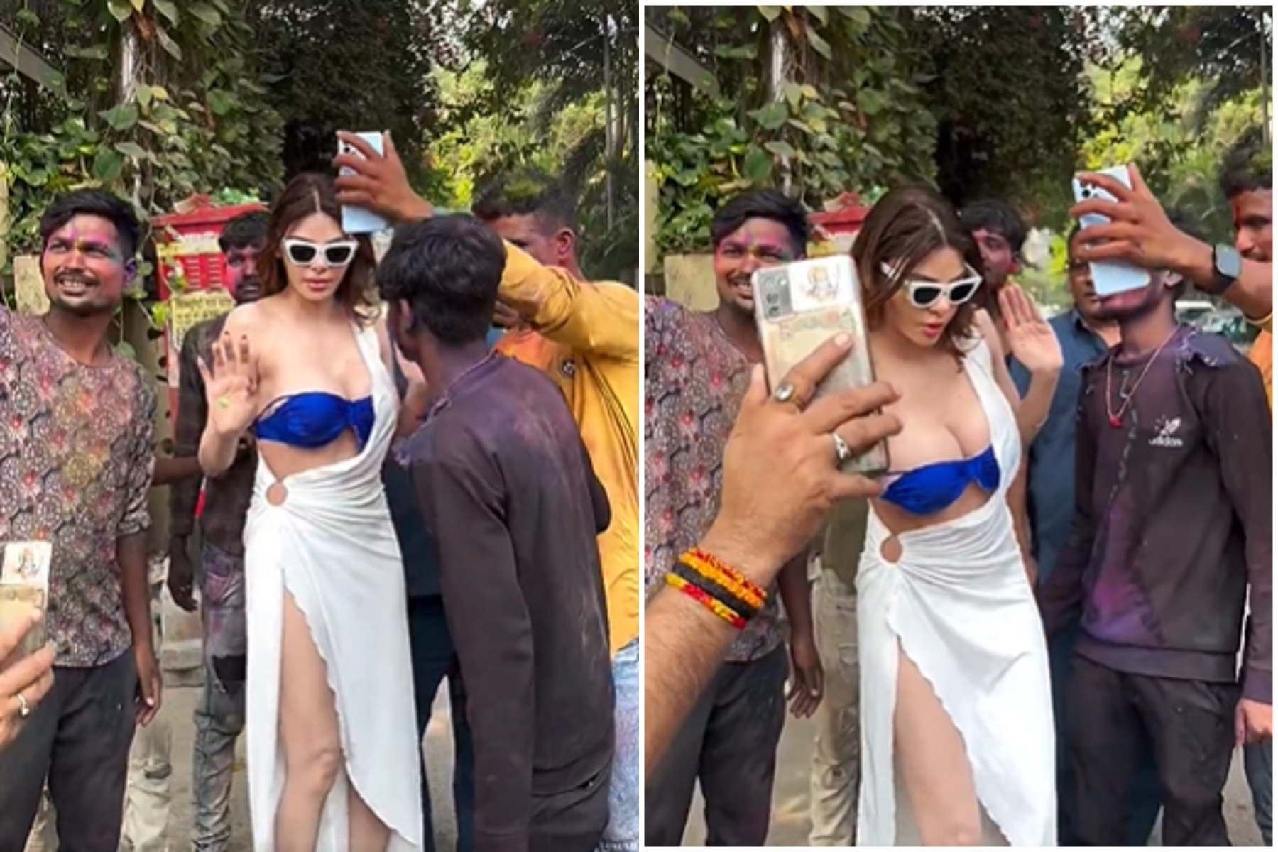 「波神」性感女星出巡，印度眾男包圍硬上搶合照！她大喊「不要碰我」。（翻自IG）