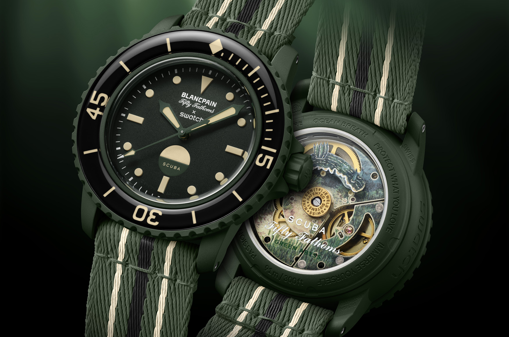新錶2025／軍風格，歷史感，還有一點生態脈絡！BLANCPAIN X SWATCH聯名系列「Green Abyss」