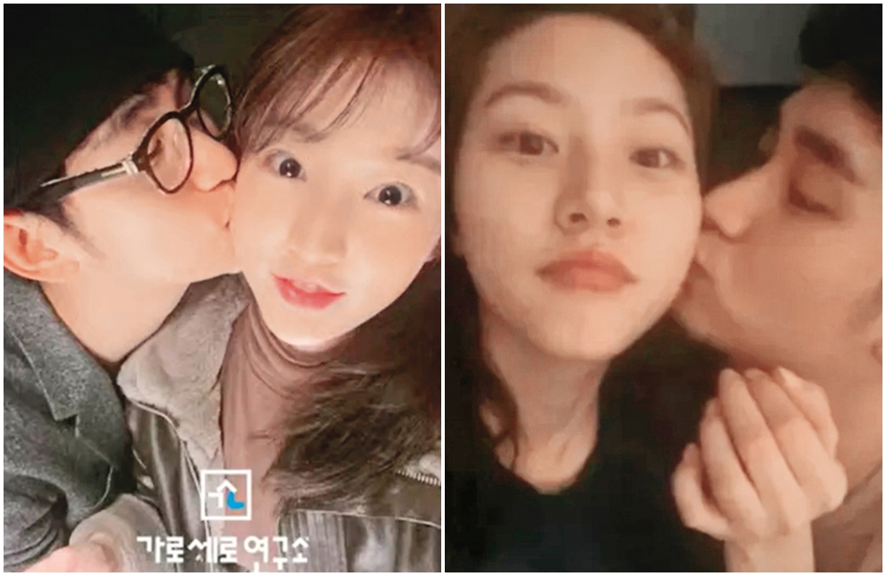 金秀賢與金賽綸被曝光2019年拍的吻頰照，親密動作讓金秀賢無法以「只是普通朋友」做解釋。（翻攝自가로세로연구소YT）