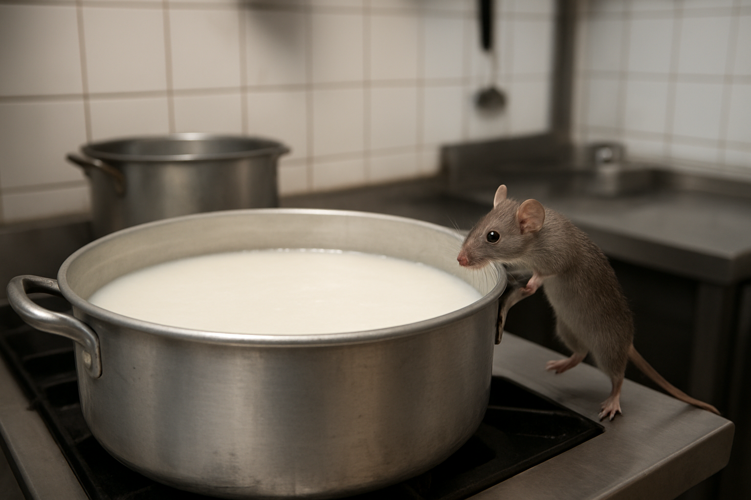 台中一家小吃店遭爆有老鼠掉進煮粥的鐵鍋裡，食安處將派員稽查。（示意圖，ChatGPT生成）