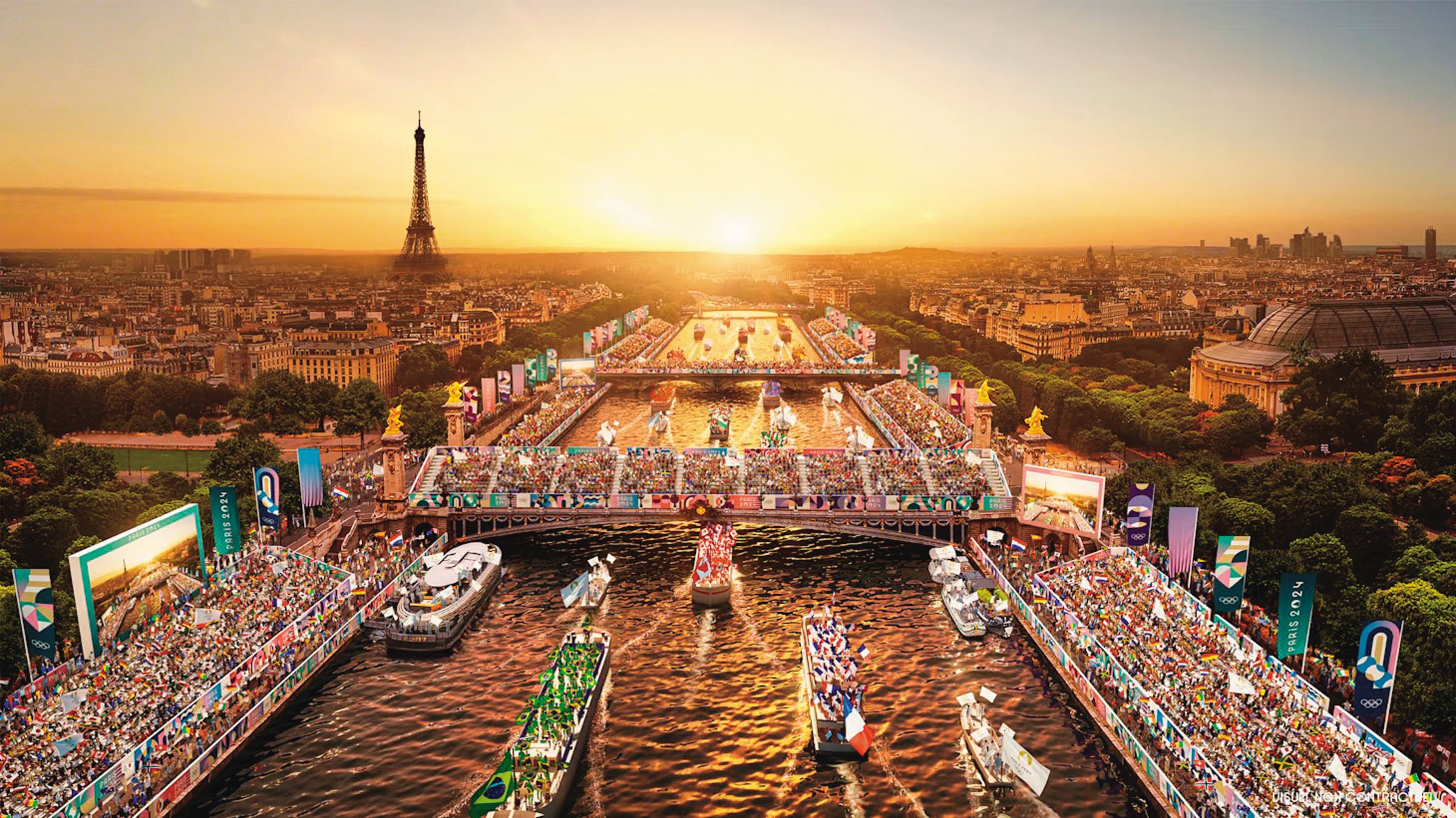 塞納河,兩岸歡呼聲較泳技。(翻攝PARiS 2024官網)