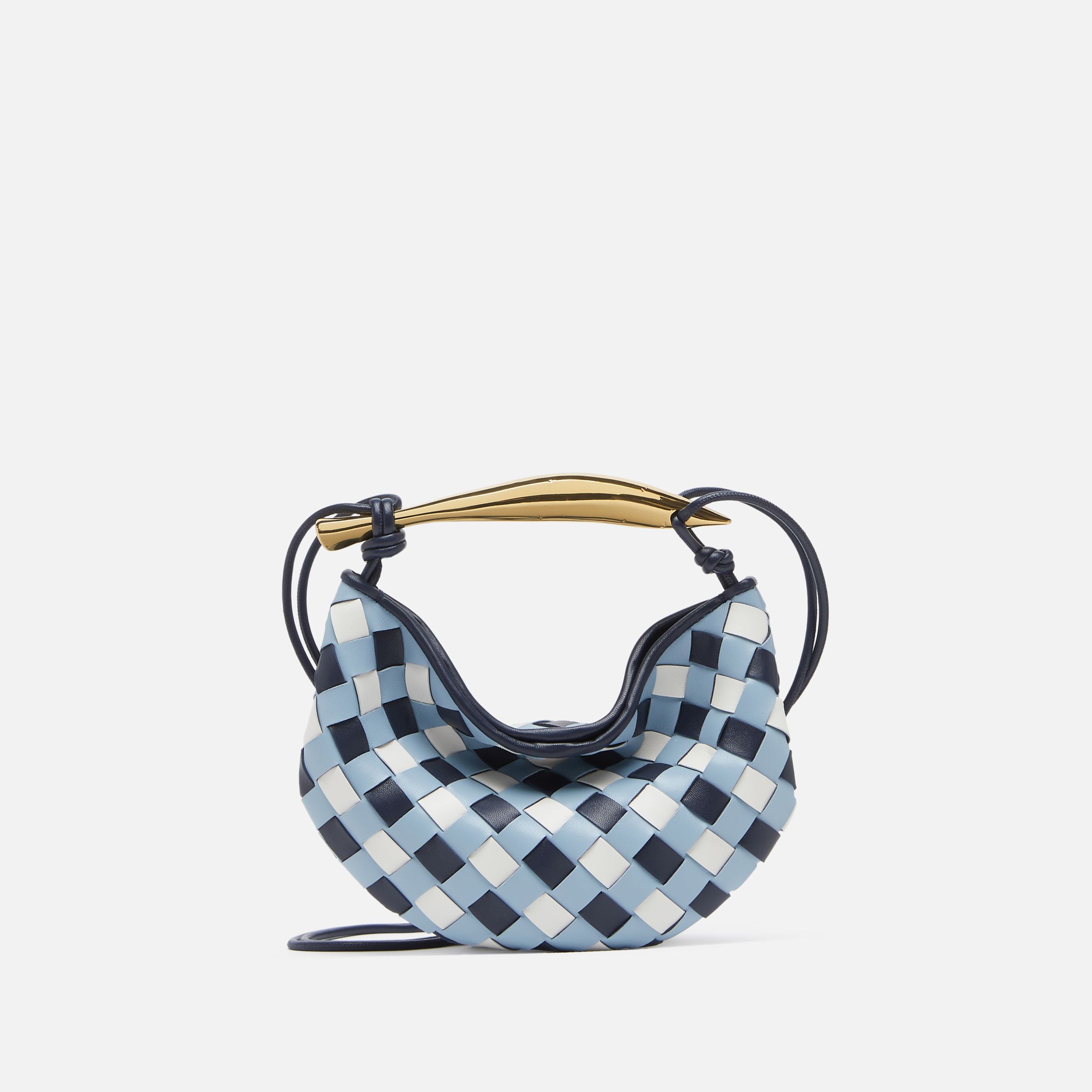 Baby Sardine彩色格紋編織皮革手提肩背包。NT$122,100（BOTTEGA VENETA提供）