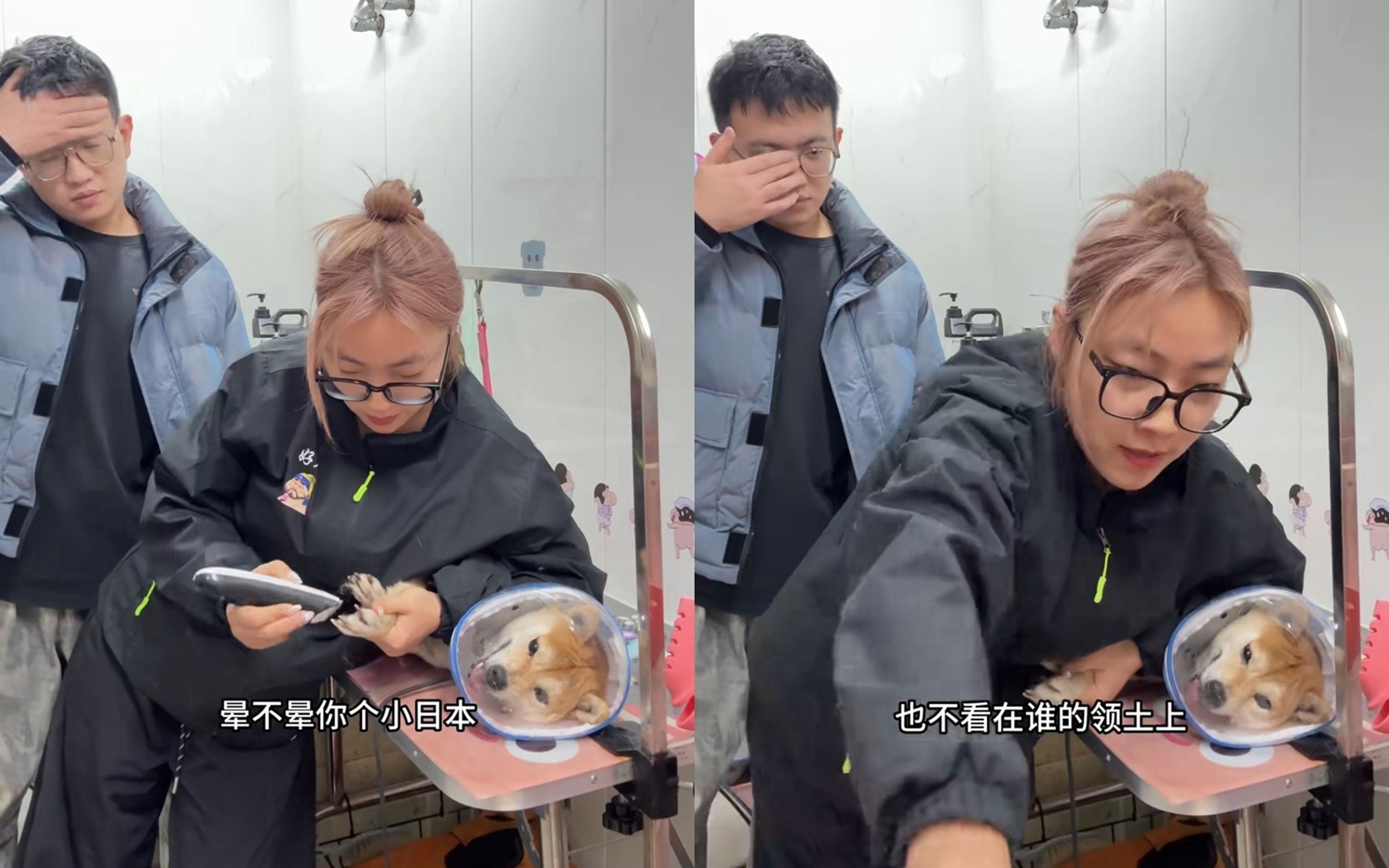 該名中國女子「崇崇」的抖音平台上還有許多暴力對待寵物的影片。(翻攝自抖音)