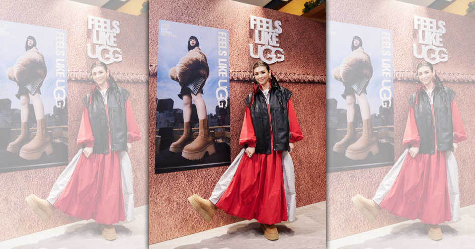 魏如昀出席UGG PARTY，示範最新款靴子。（UGG提供）